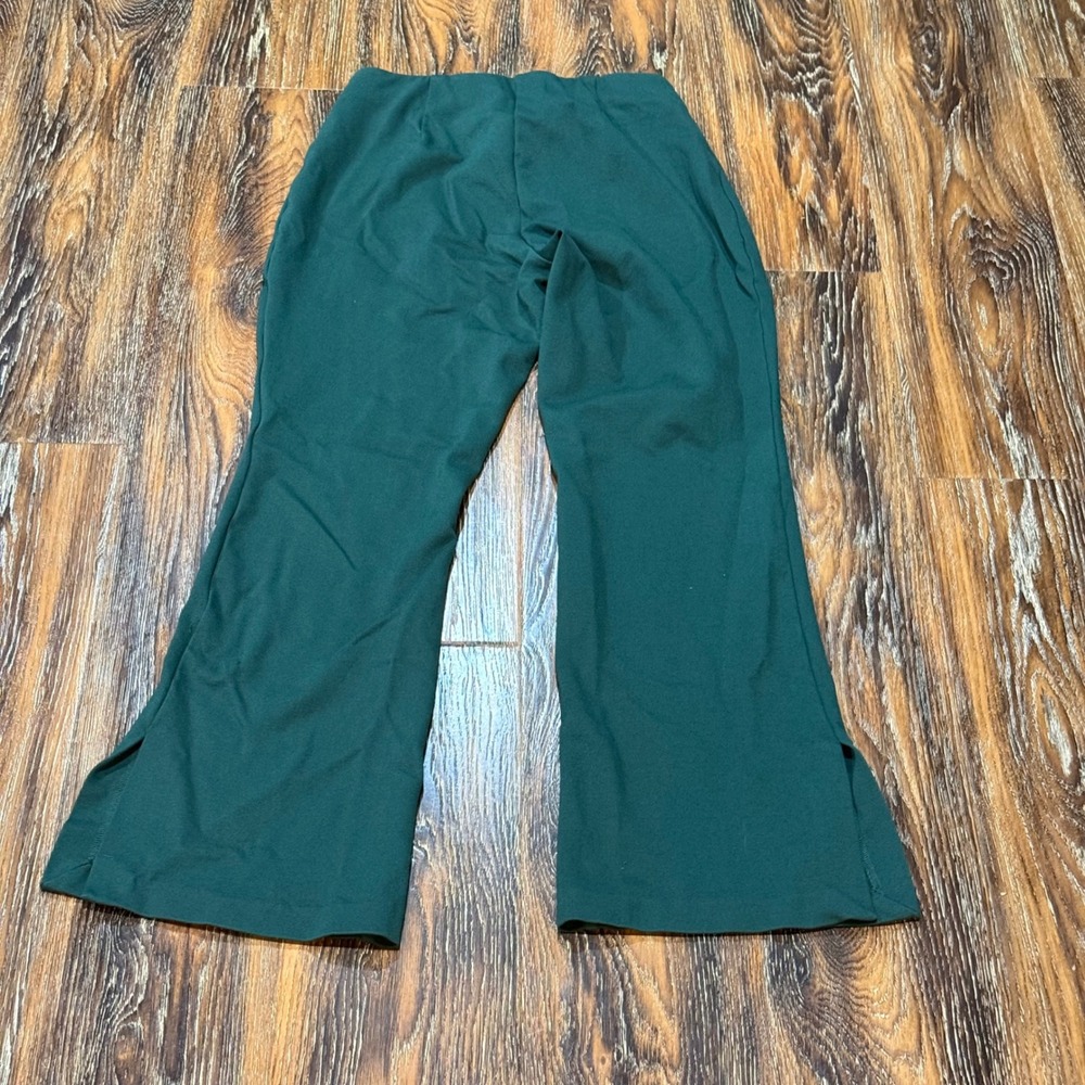 Calvin Klein Womens Forest Green Flare Leg Pull On Ponte Pants Side Slit Small - Picture 4 of 7